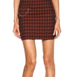 Stella McCartney black and dark orange Houndstooth mini skirt